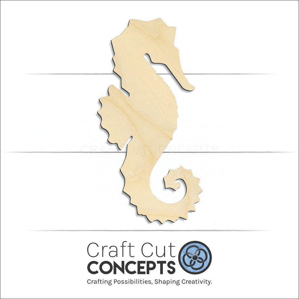 Craft Cut Concepts Logo under a wood Sea Horse craft shape and blank