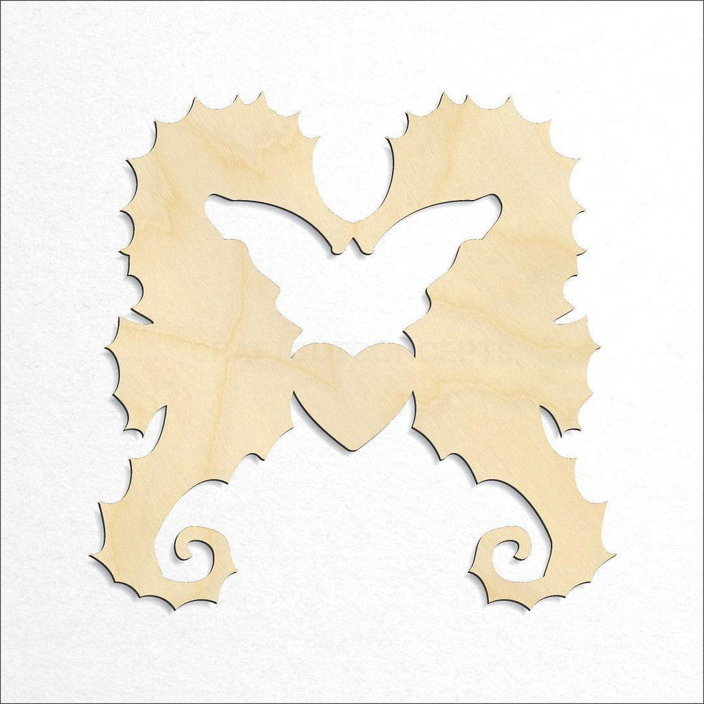 Wooden Kissing Heart Sea Horse craft shape available in sizes of 3 inch and up