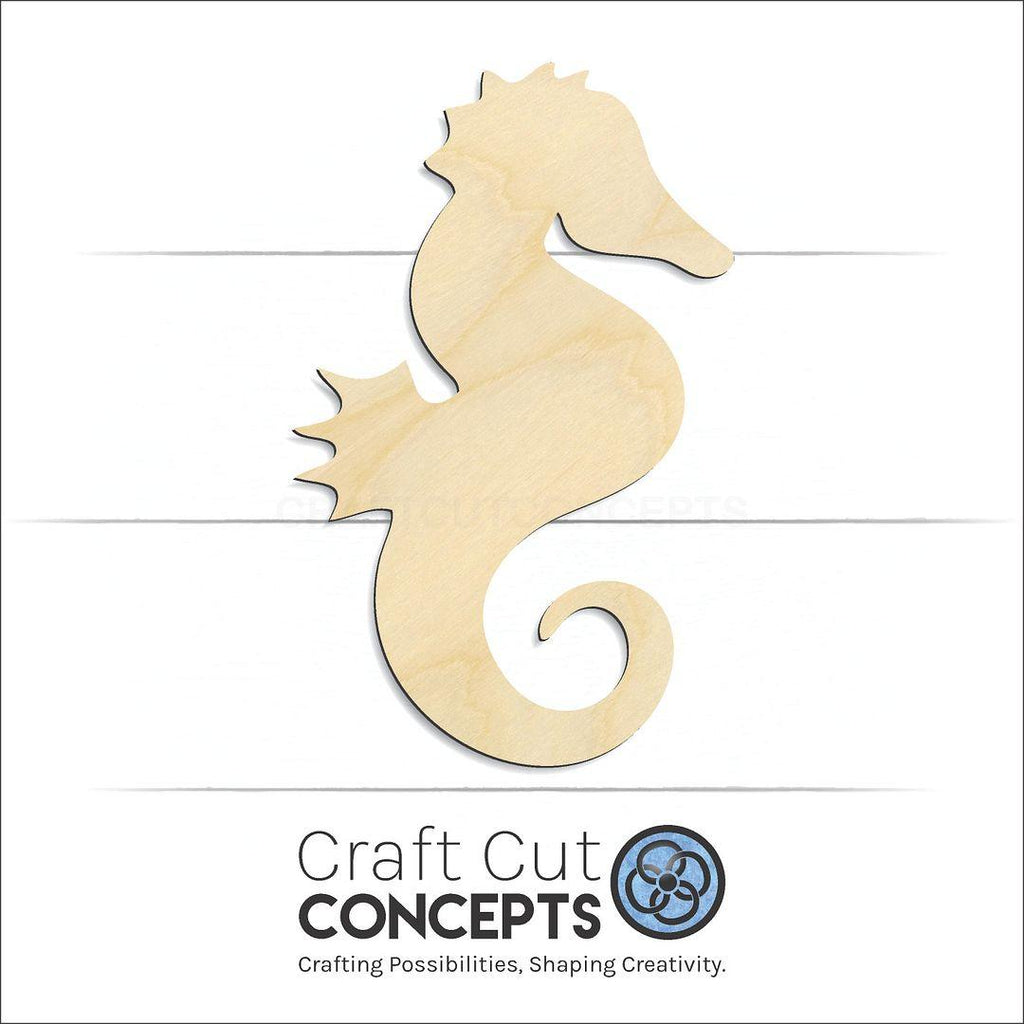 Craft Cut Concepts Logo under a wood Sea Horse craft shape and blank