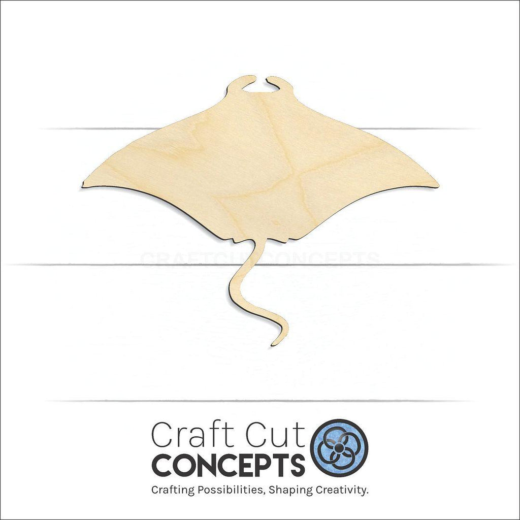 Craft Cut Concepts Logo under a wood Manta Ray craft shape and blank