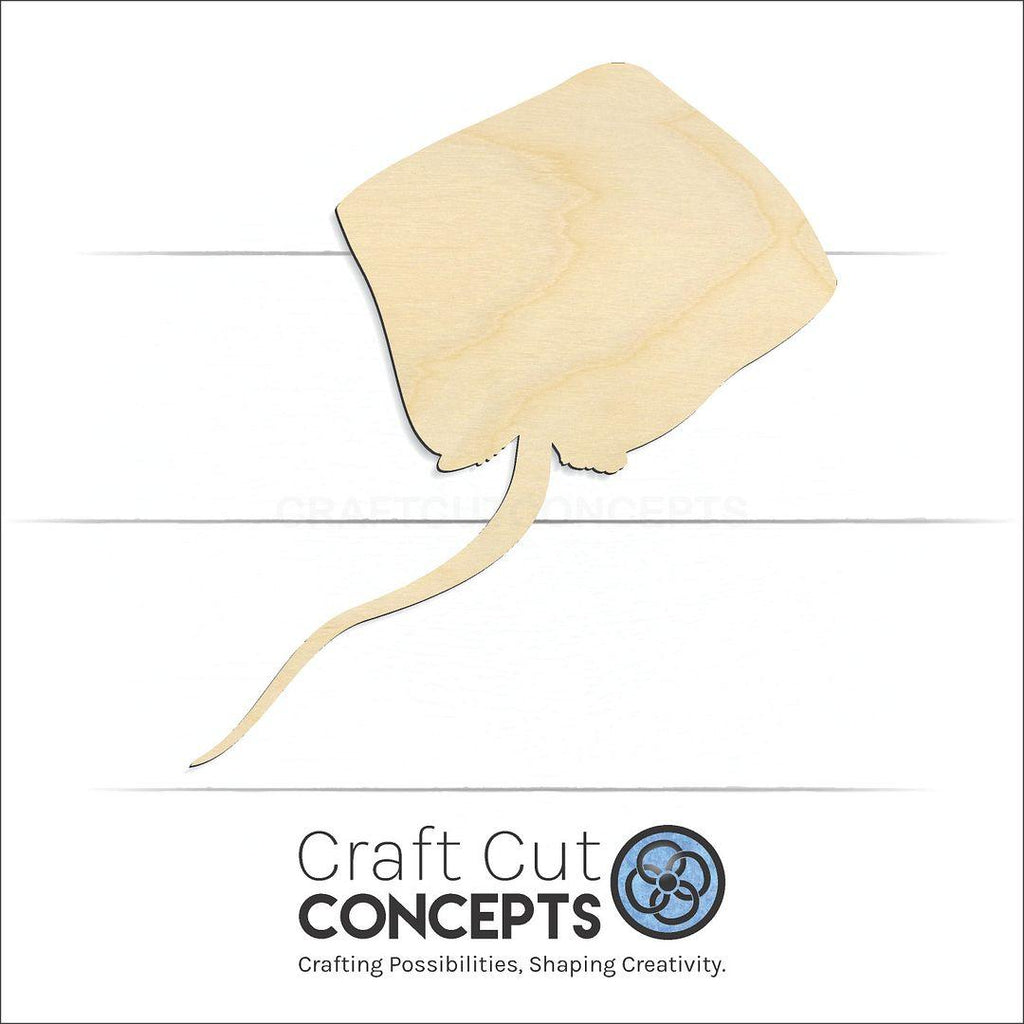 Craft Cut Concepts Logo under a wood Sting Ray craft shape and blank