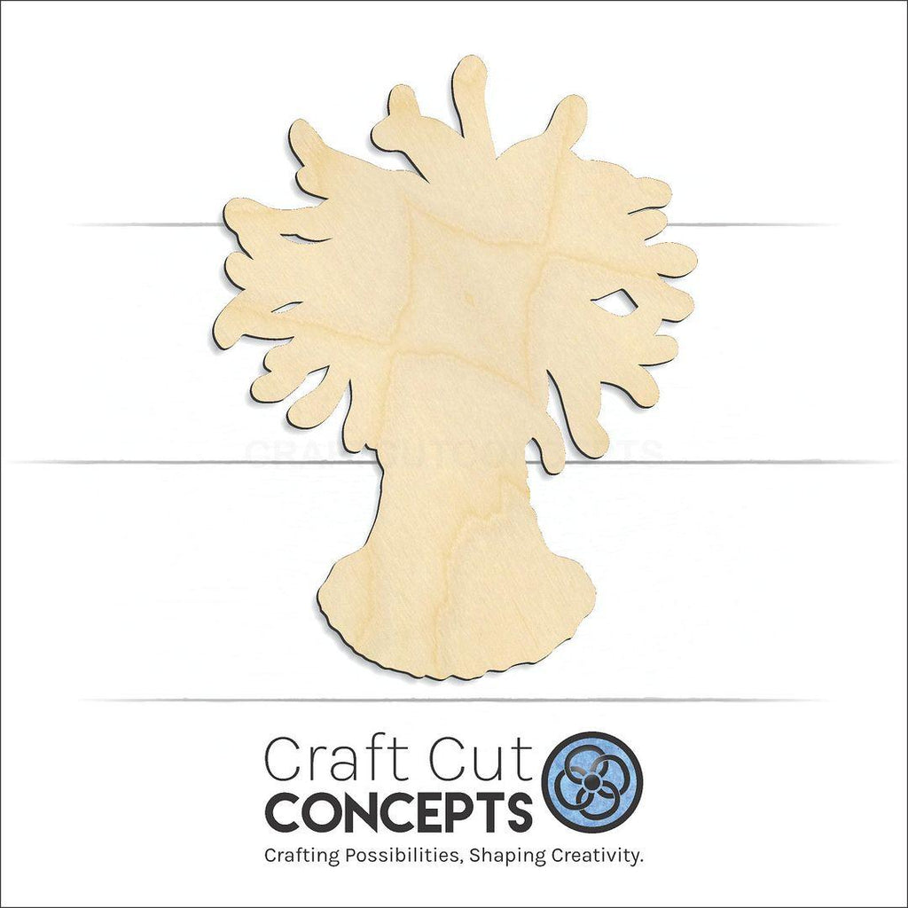 Craft Cut Concepts Logo under a wood sea anemone craft shape and blank