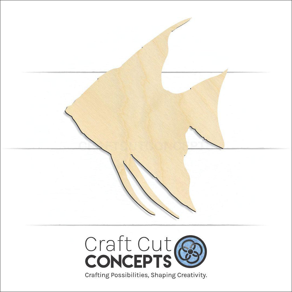 Craft Cut Concepts Logo under a wood Angel Fish craft shape and blank