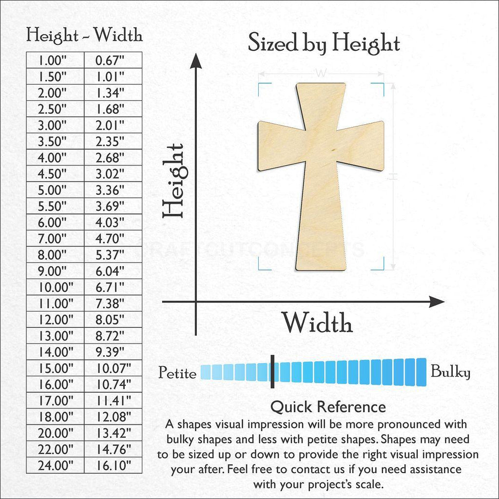 Sizes available for a laser cut Germanic Cross craft blank