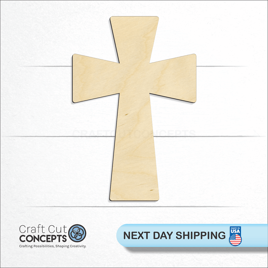 Craft Cut Concepts logo and next day shipping banner with an unfinished wood Germanic Cross craft shape and blank