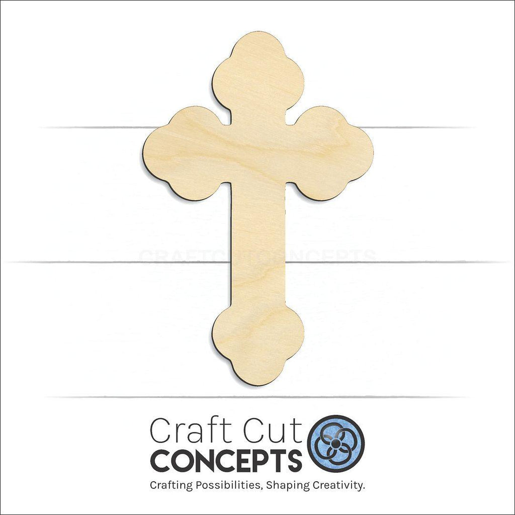 Craft Cut Concepts Logo under a wood Victorian Cross craft shape and blank