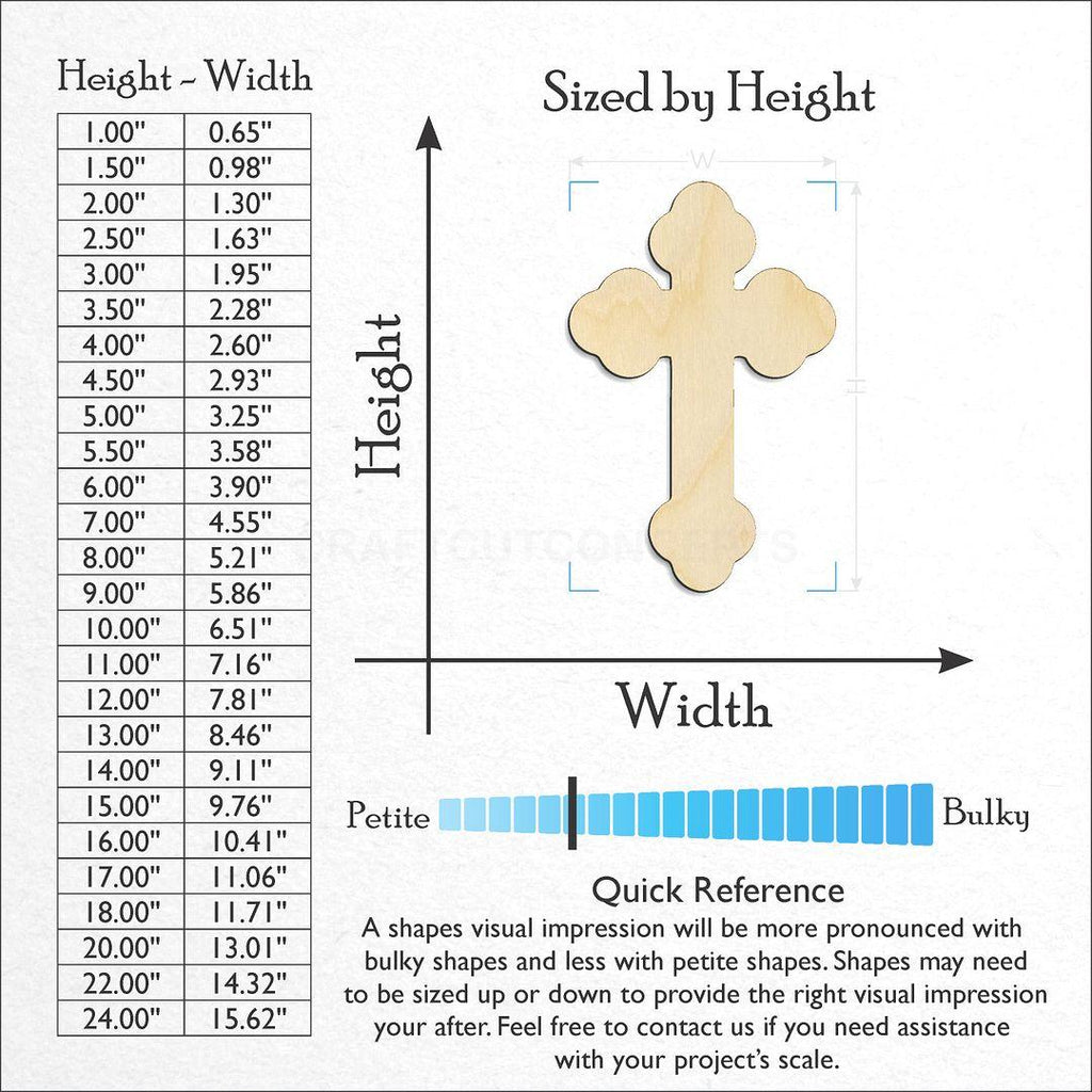 Sizes available for a laser cut Victorian Cross craft blank