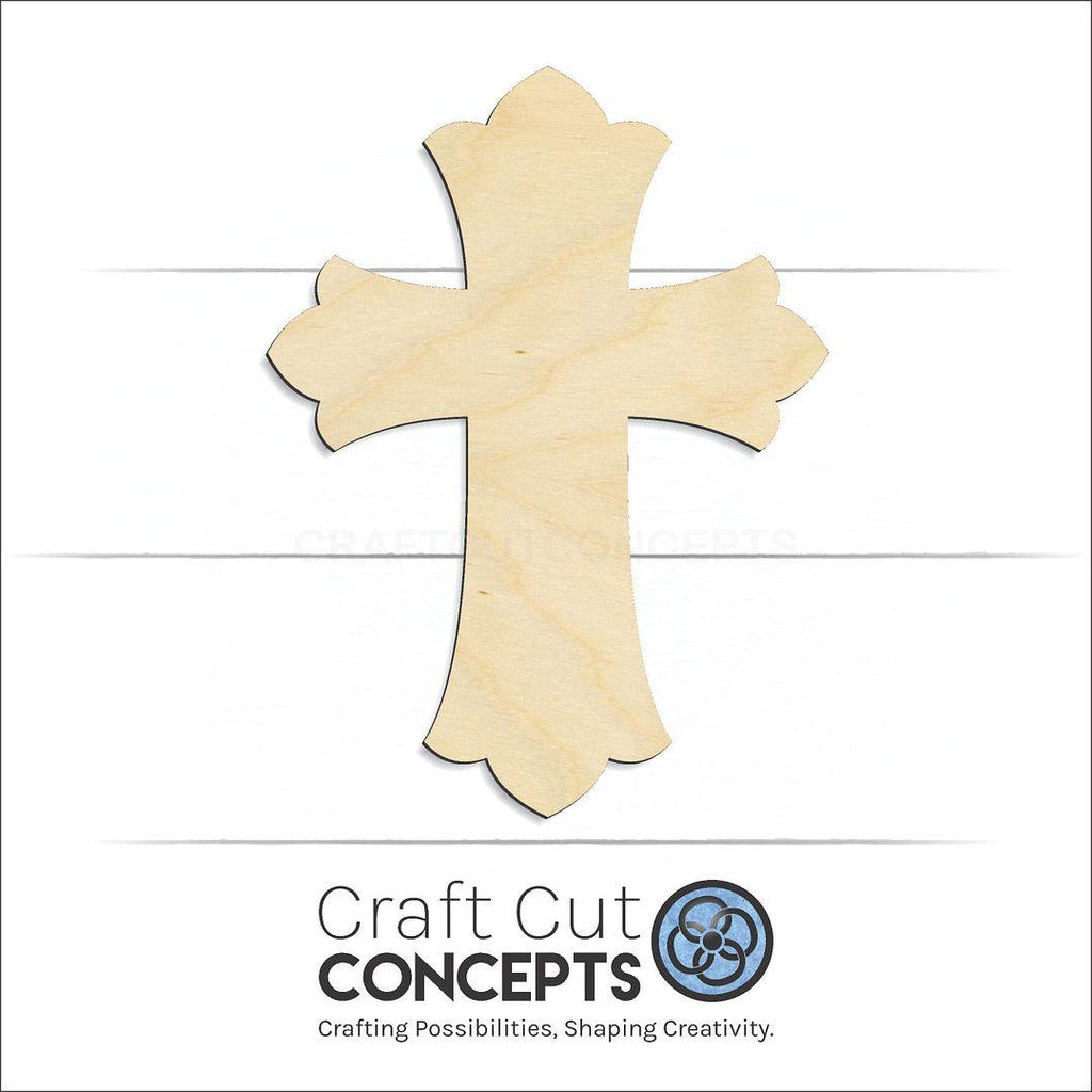 Craft Cut Concepts Logo under a wood Patonse Cross craft shape and blank