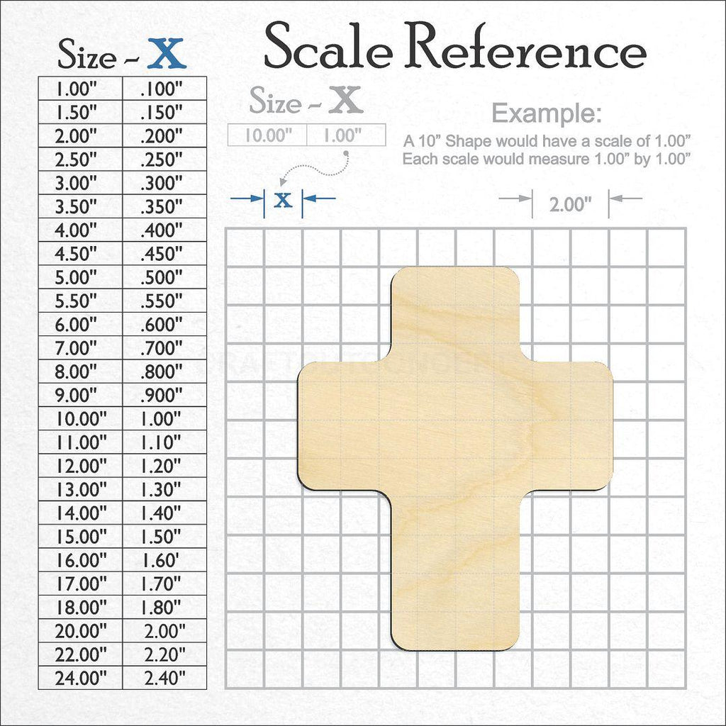 A scale and graph image showing a wood Short Cross craft blank