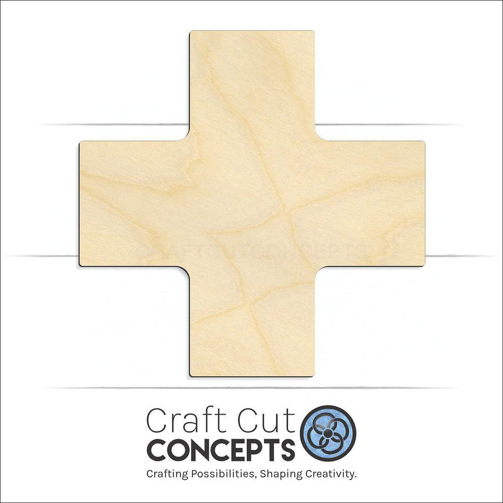 Craft Cut Concepts Logo under a wood Swiss Cross craft shape and blank