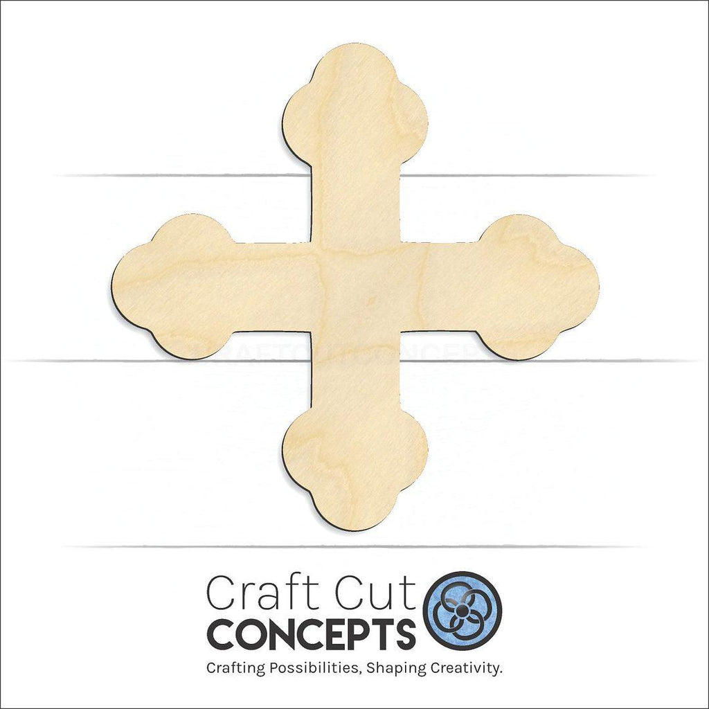 Craft Cut Concepts Logo under a wood Bottony Cross craft shape and blank