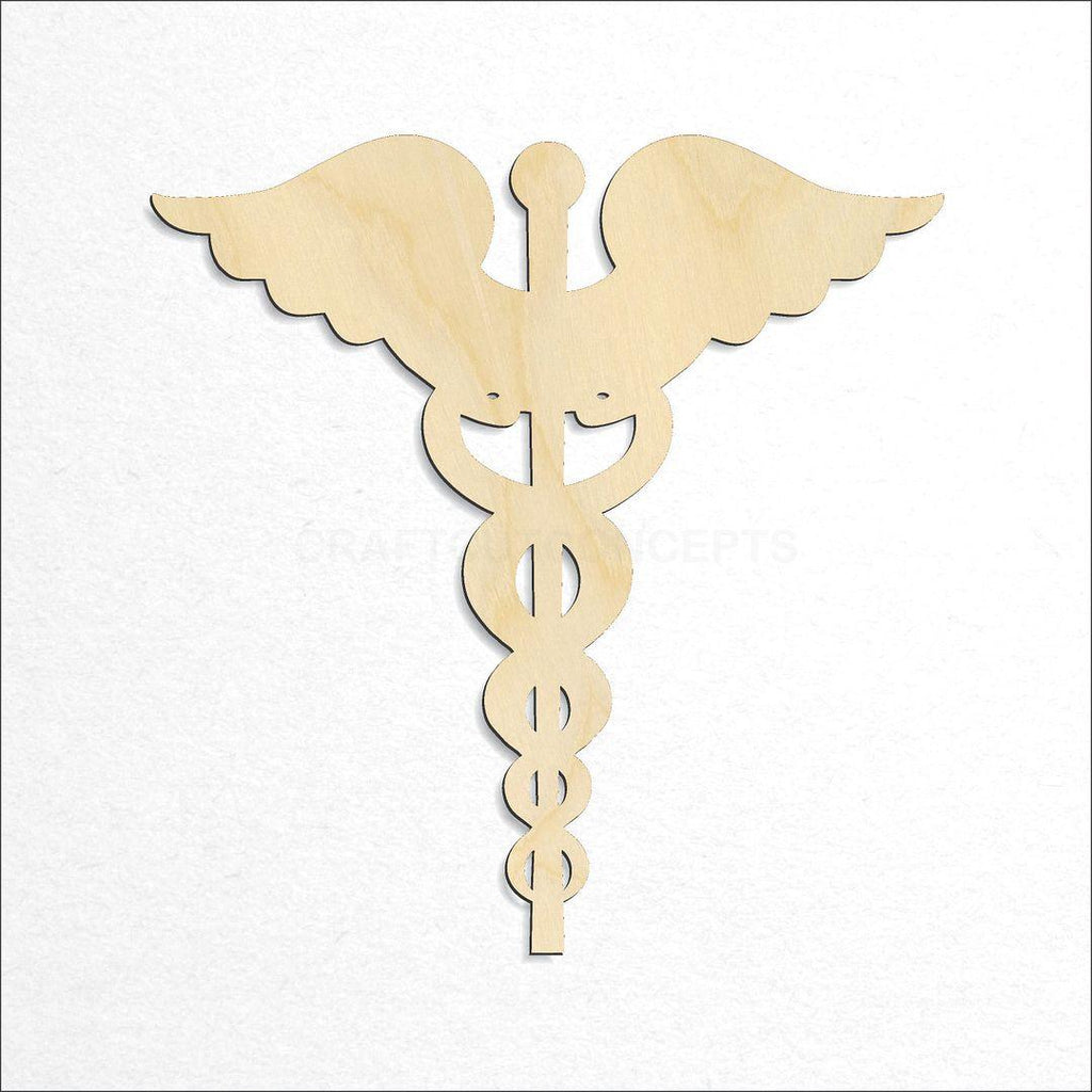 Wooden Caduceus craft shape available in sizes of 3 inch and up