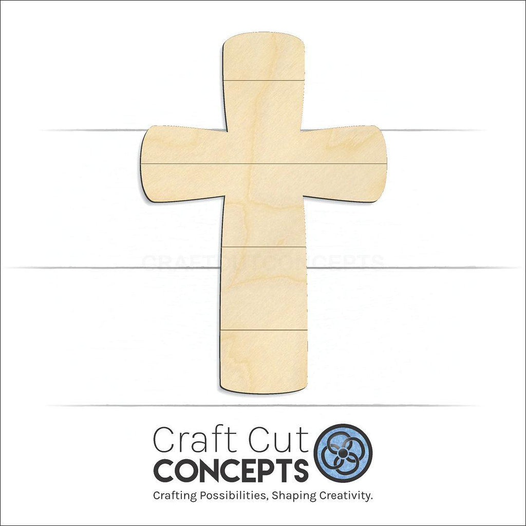 Craft Cut Concepts Logo under a wood Faux Shiplap Cross craft shape and blank