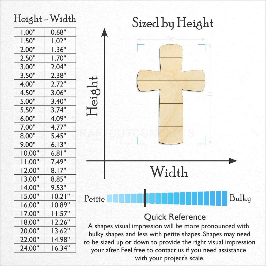 Sizes available for a laser cut Faux Shiplap Cross craft blank