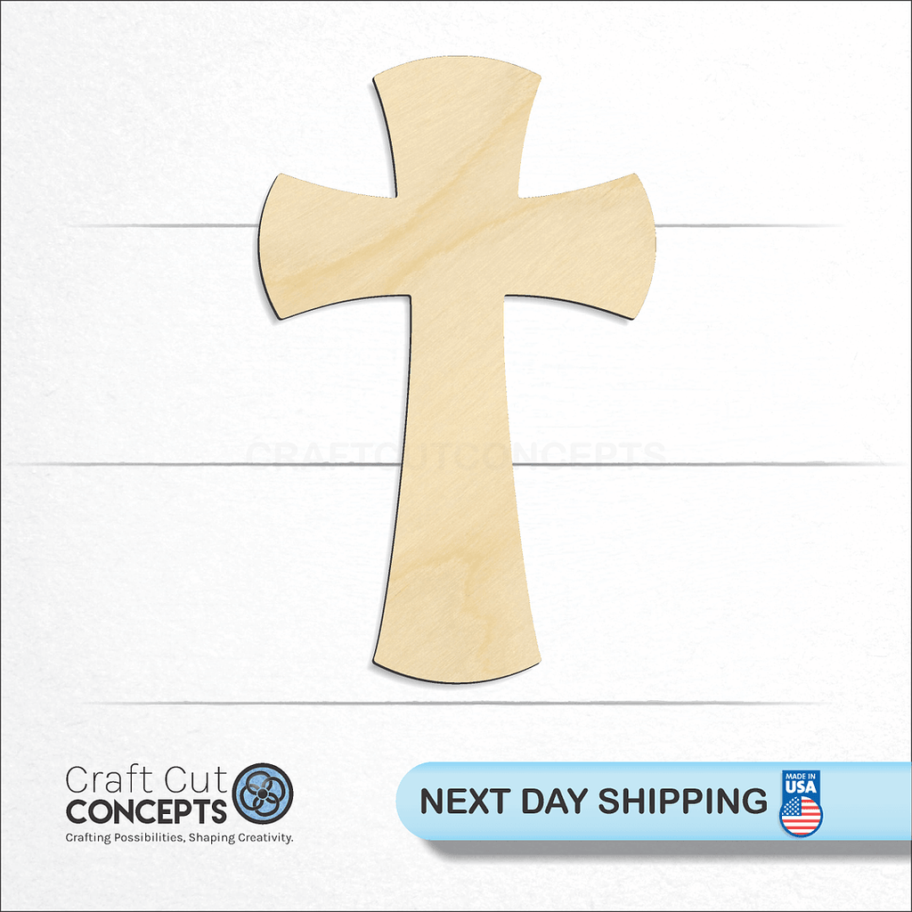 Craft Cut Concepts logo and next day shipping banner with an unfinished wood Caduceus craft shape and blank