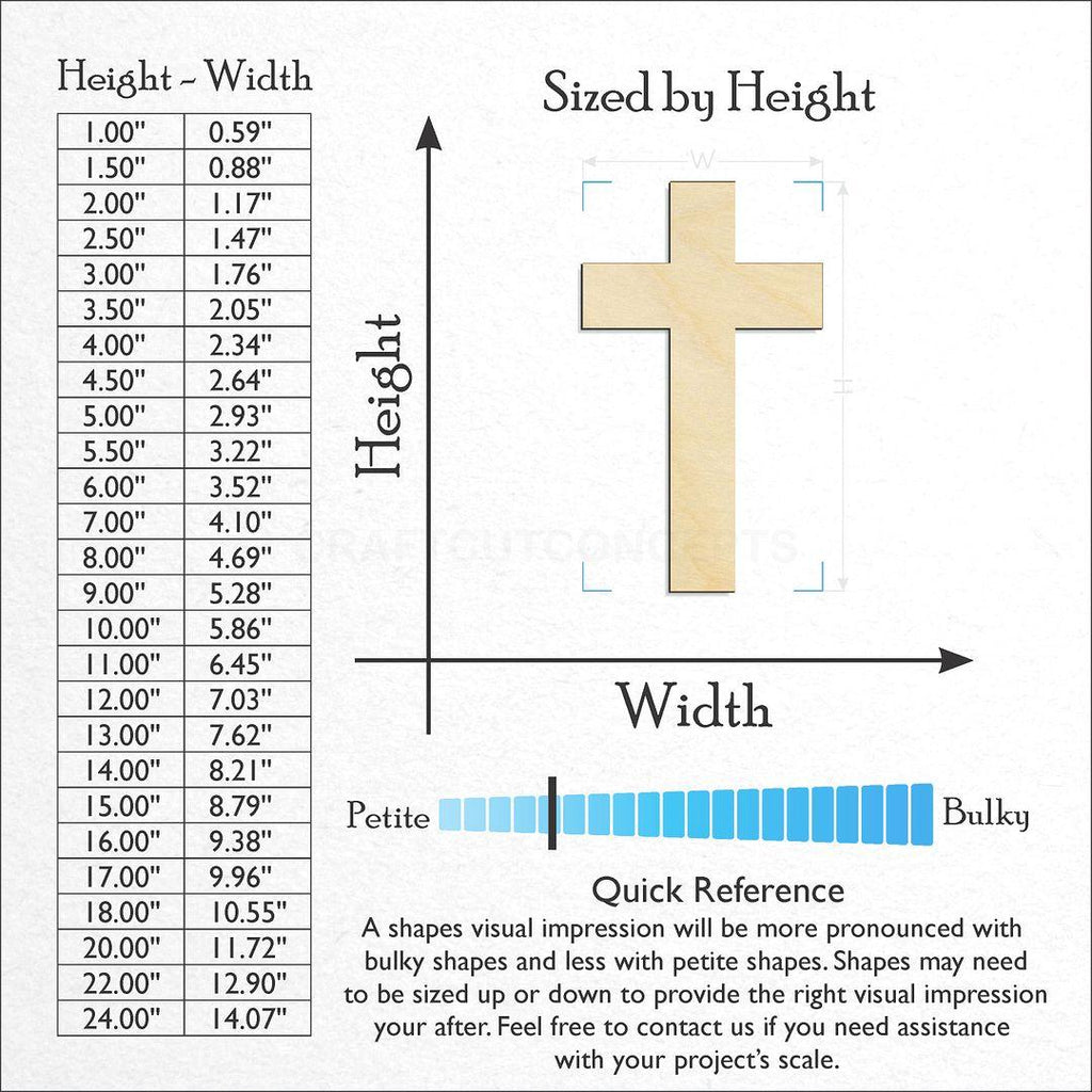 Sizes available for a laser cut Cross craft blank