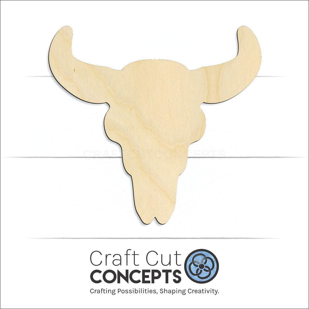 Craft Cut Concepts Logo under a wood Cattle Skull craft shape and blank