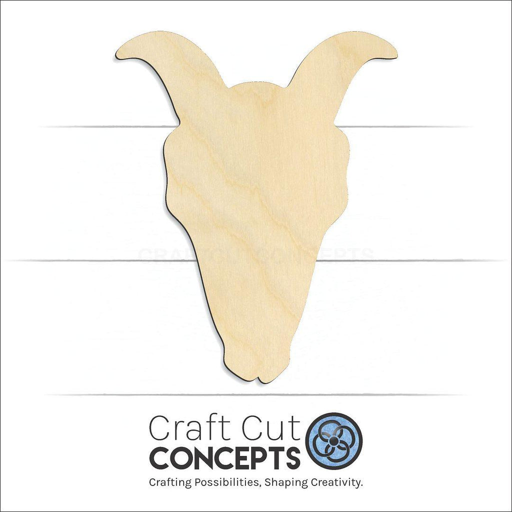 Craft Cut Concepts Logo under a wood Goat Skull craft shape and blank