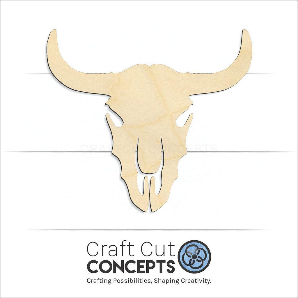 Craft Cut Concepts Logo under a wood Cattle Skull craft shape and blank