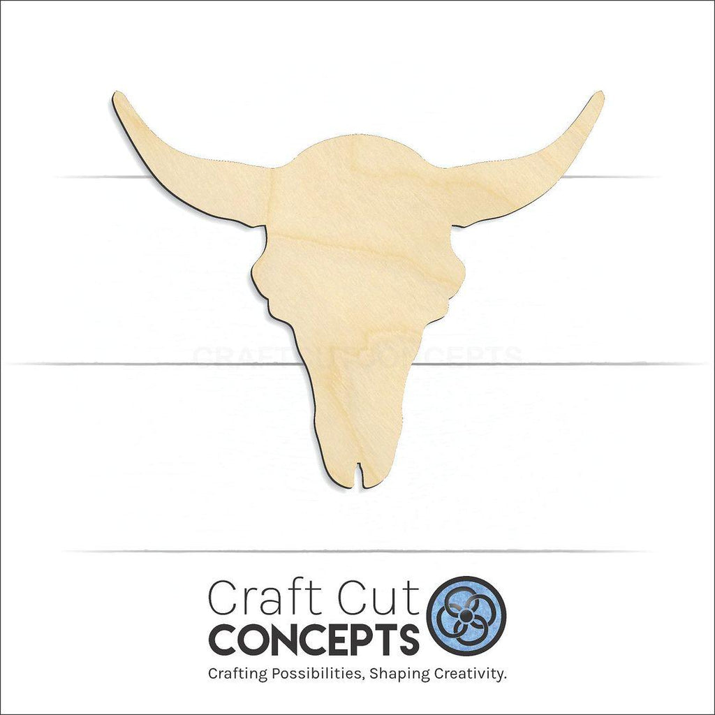 Craft Cut Concepts Logo under a wood Cattle Skull craft shape and blank