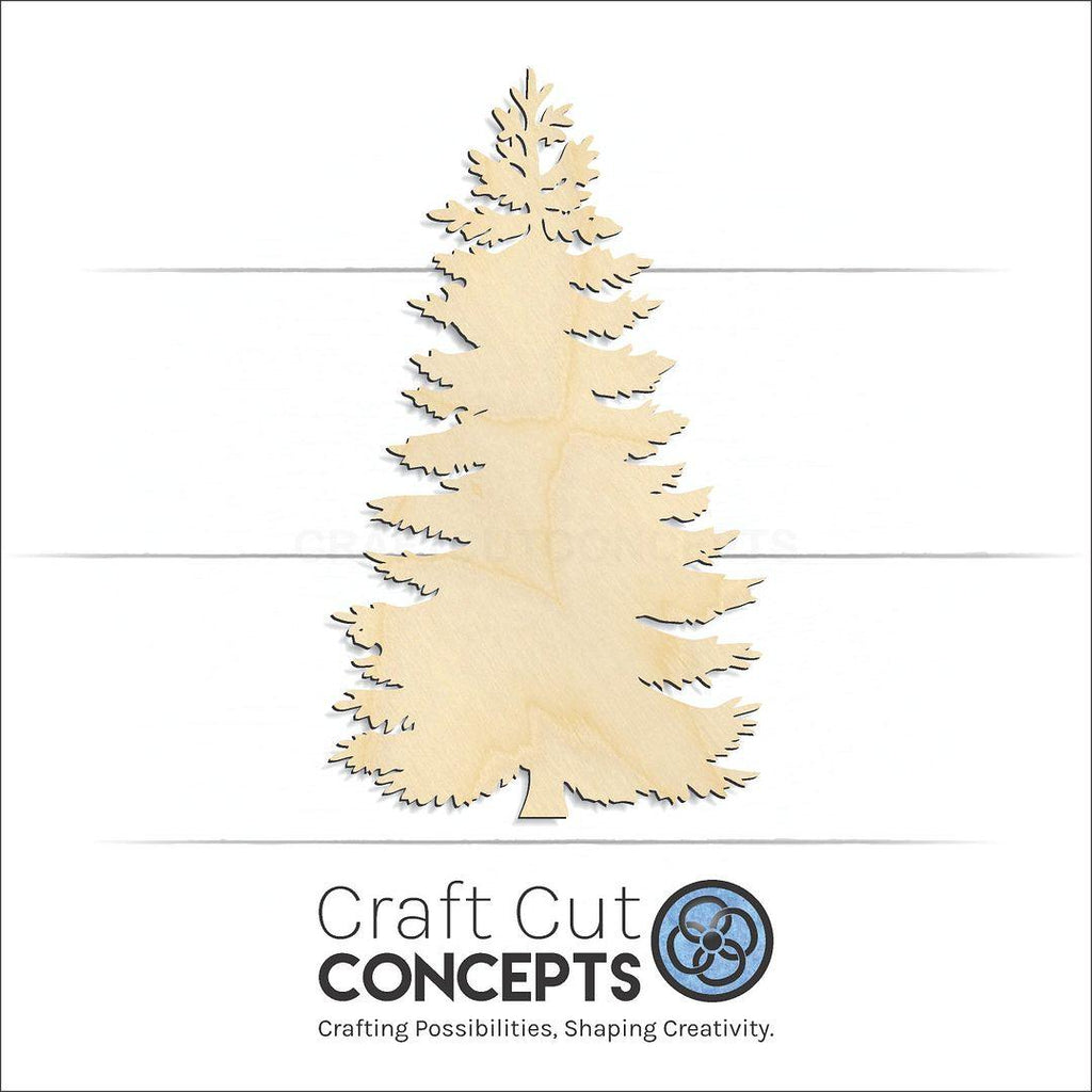 Craft Cut Concepts Logo under a wood Fur Tree craft shape and blank