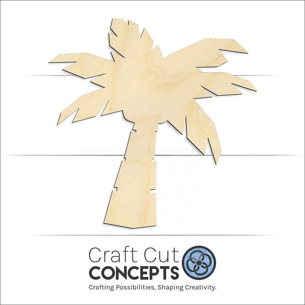 Craft Cut Concepts Logo under a wood Palm Tree craft shape and blank