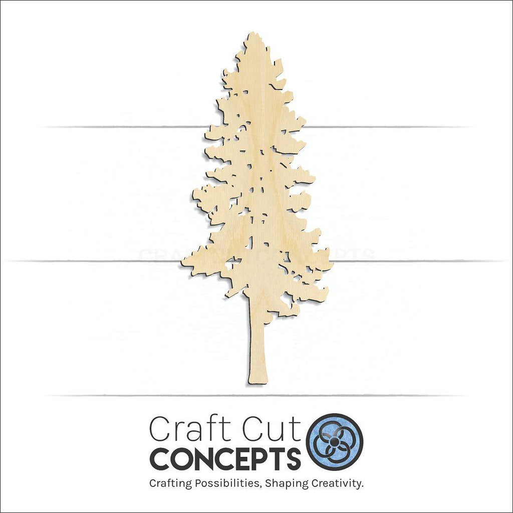 Craft Cut Concepts Logo under a wood Ponderosa Pine Tree craft shape and blank