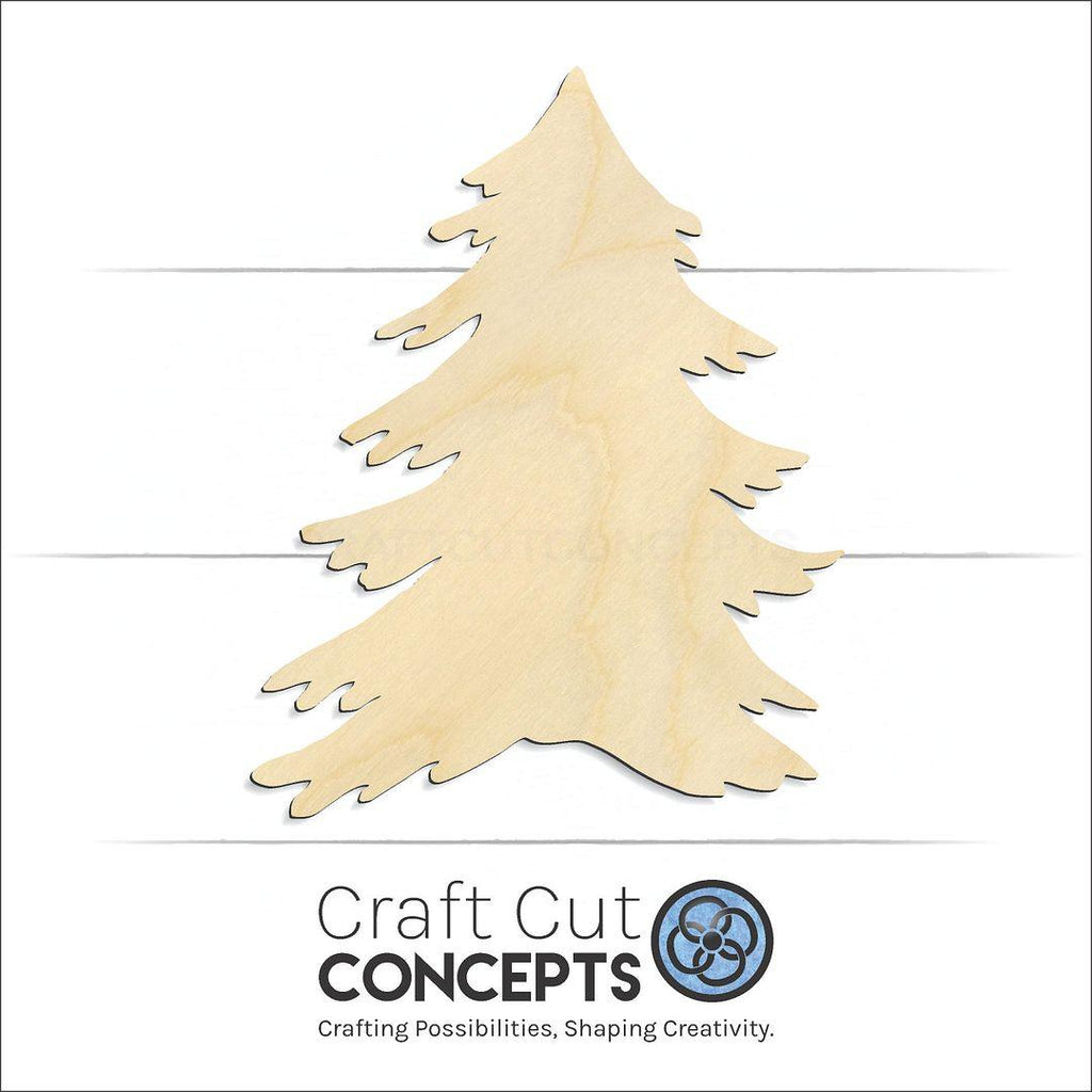 Craft Cut Concepts Logo under a wood Christmas Tree craft shape and blank