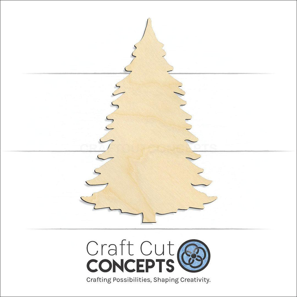 Craft Cut Concepts Logo under a wood Pine Tree craft shape and blank