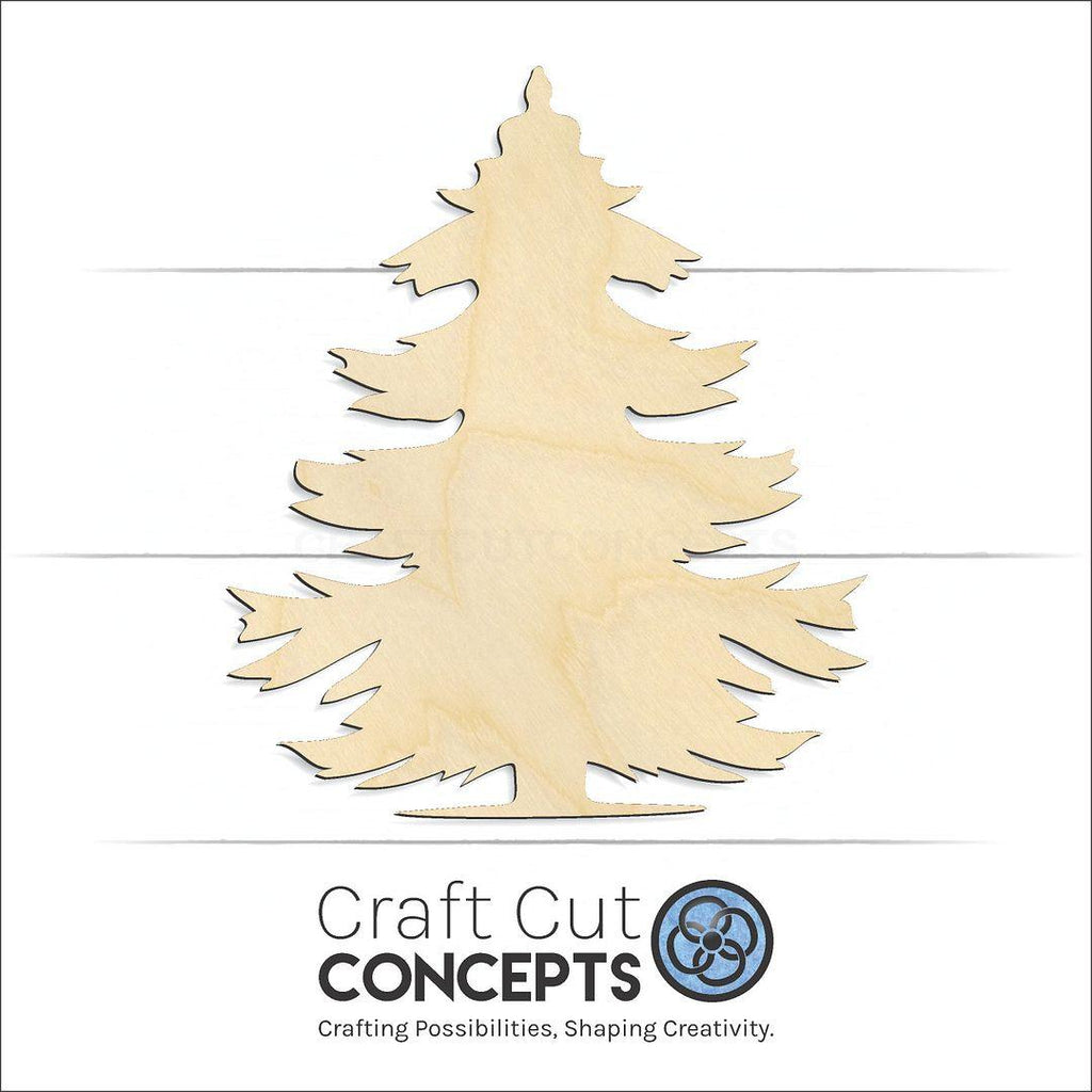 Craft Cut Concepts Logo under a wood Pine Tree craft shape and blank