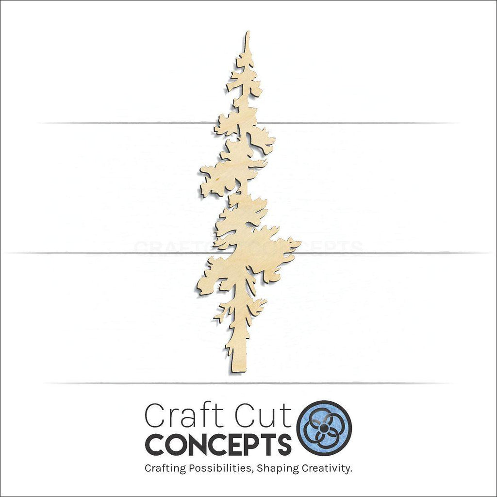 Craft Cut Concepts Logo under a wood Pine Tree craft shape and blank