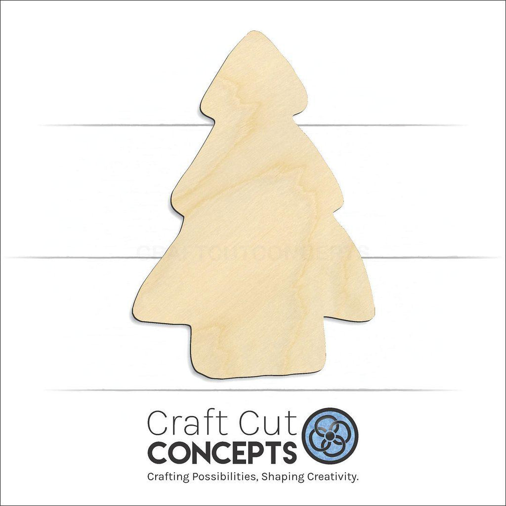 Craft Cut Concepts Logo under a wood Christmas Tree craft shape and blank