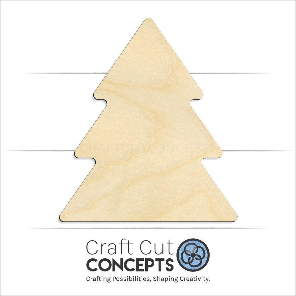 Craft Cut Concepts Logo under a wood Christmas Tree craft shape and blank