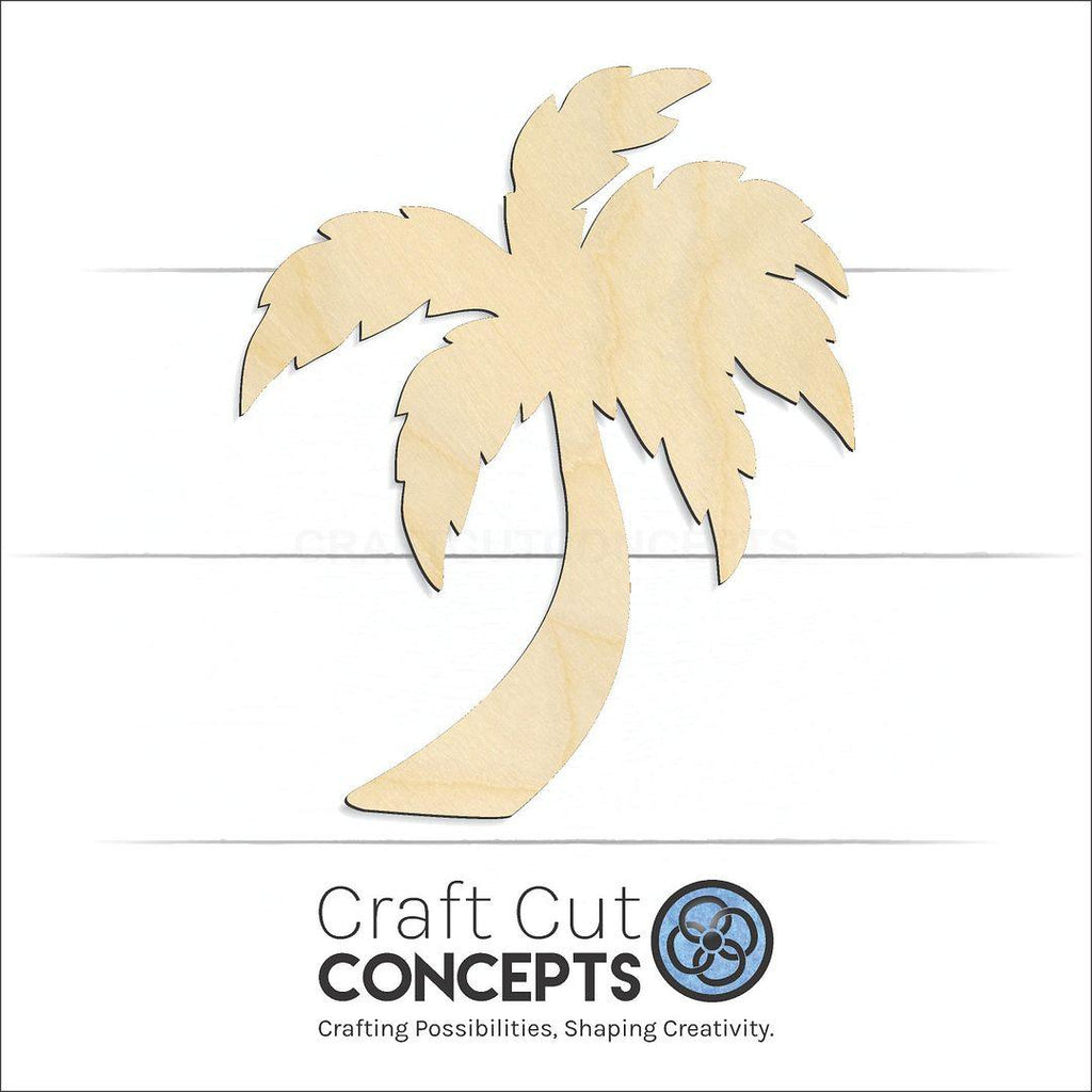 Craft Cut Concepts Logo under a wood Palm Tree craft shape and blank