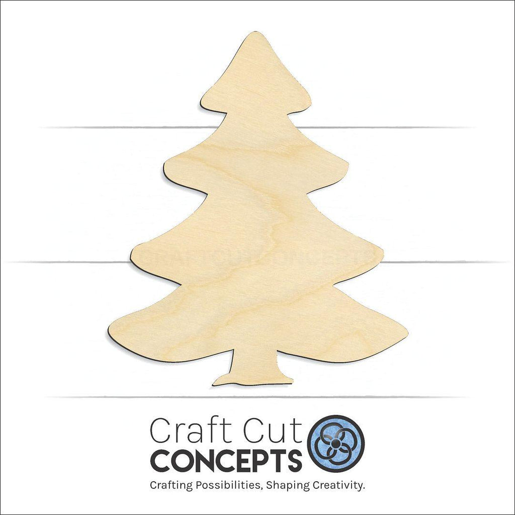 Craft Cut Concepts Logo under a wood Christmas Tree craft shape and blank