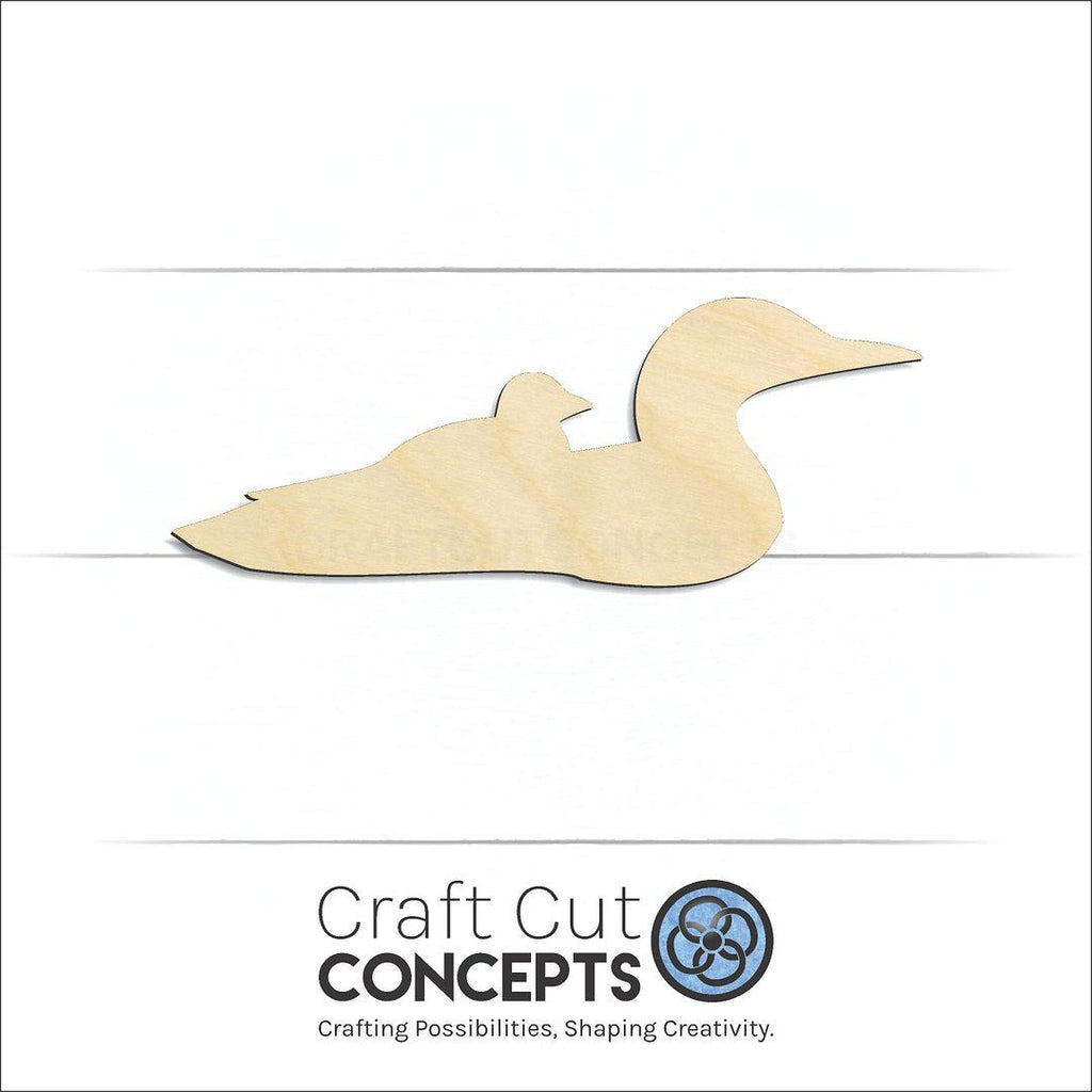 Craft Cut Concepts Logo under a wood Loon craft shape and blank