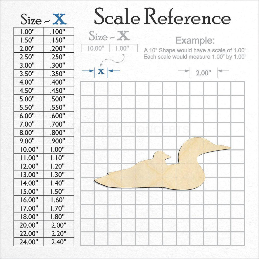 A scale and graph image showing a wood Loon craft blank