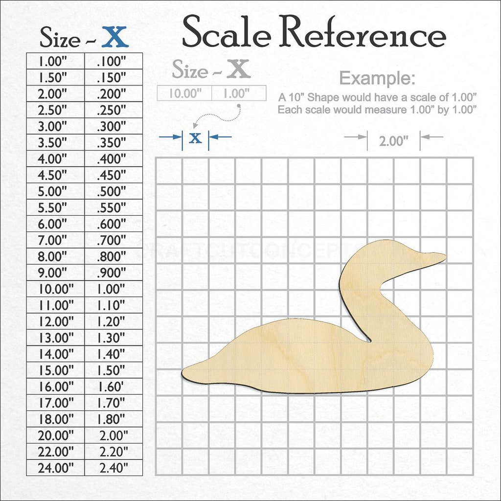 A scale and graph image showing a wood Loon craft blank