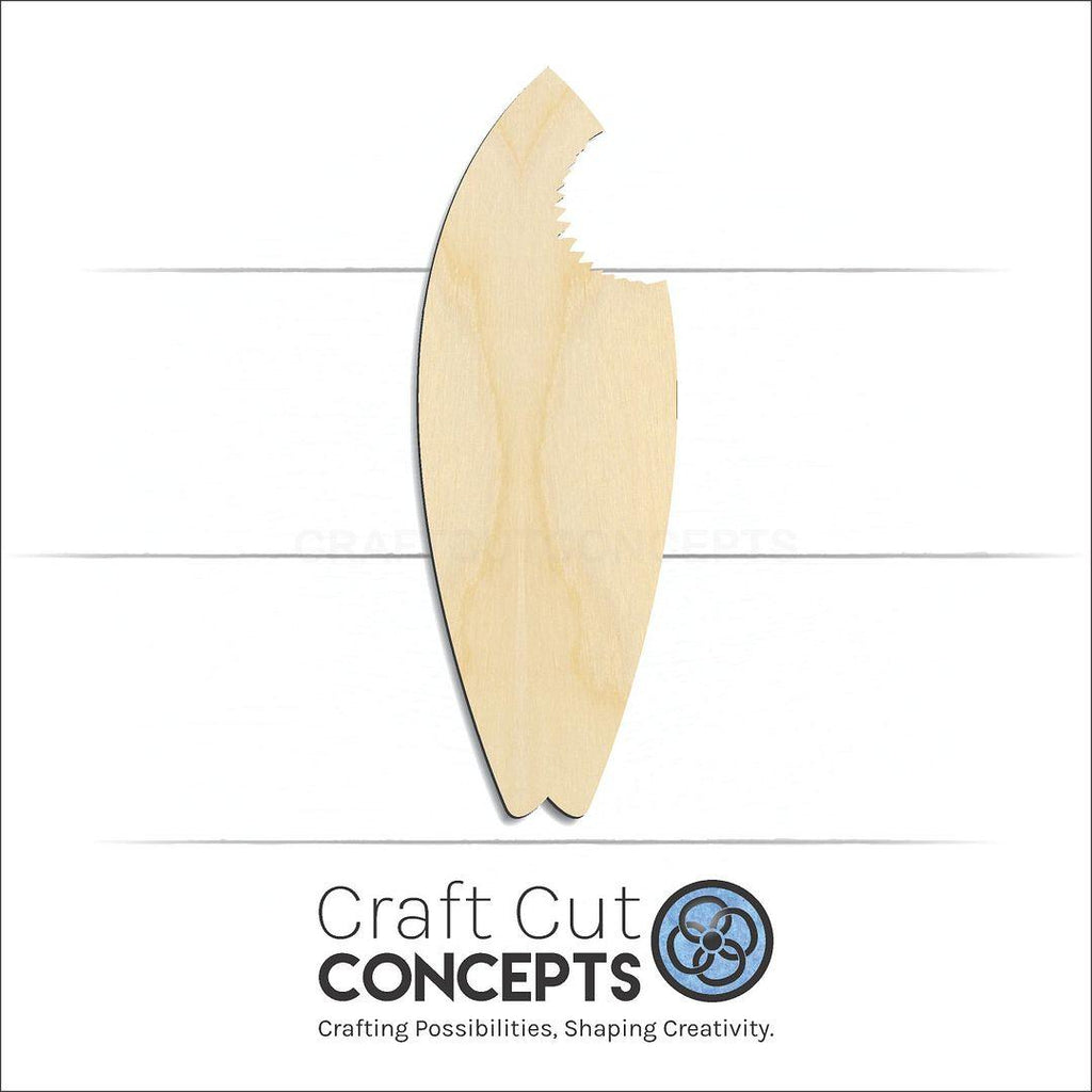 Craft Cut Concepts Logo under a wood Surf Board Bite craft shape and blank