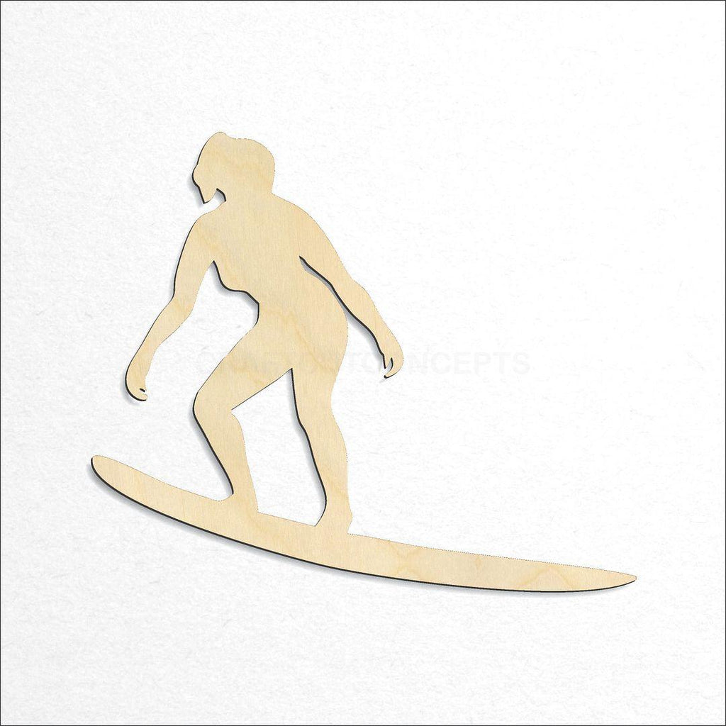 Wooden Female Surfer craft shape available in sizes of 3 inch and up
