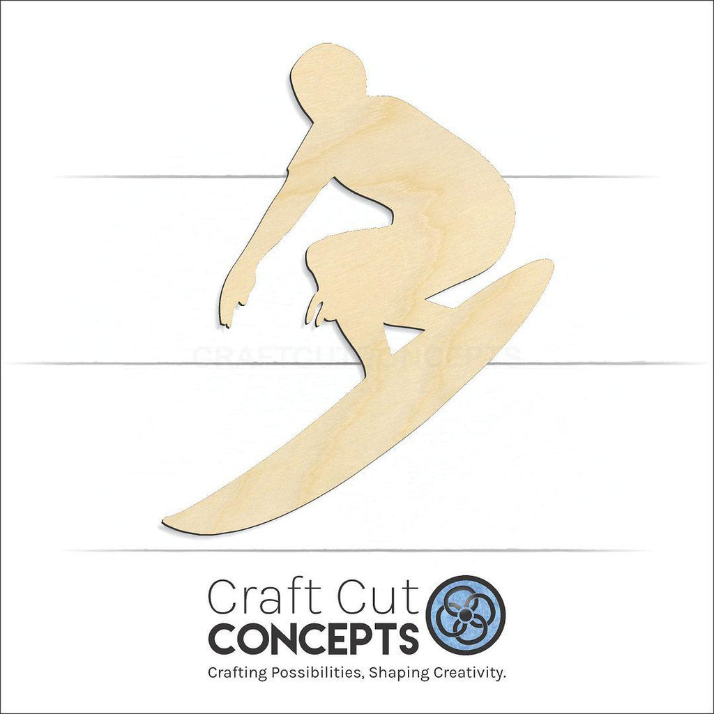 Craft Cut Concepts Logo under a wood Male Surfer craft shape and blank