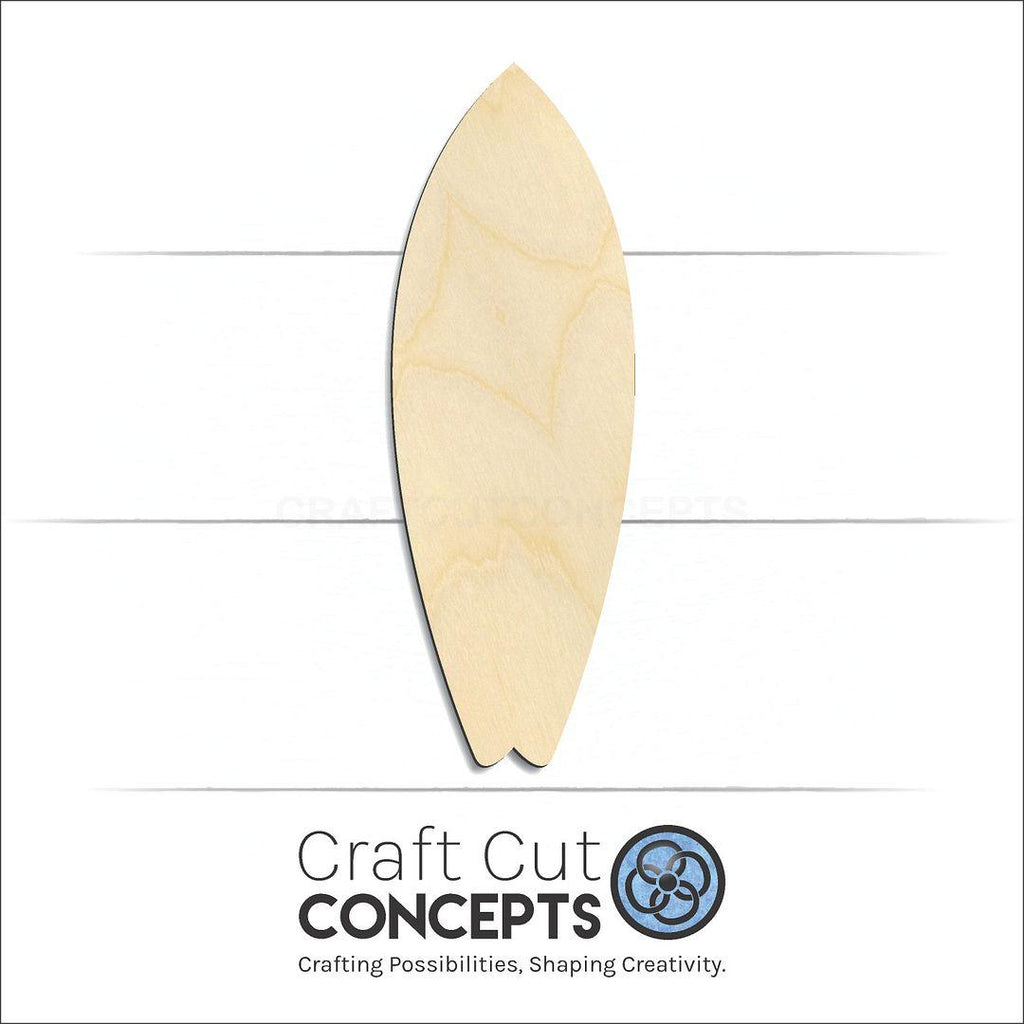 Craft Cut Concepts Logo under a wood Surf Board craft shape and blank