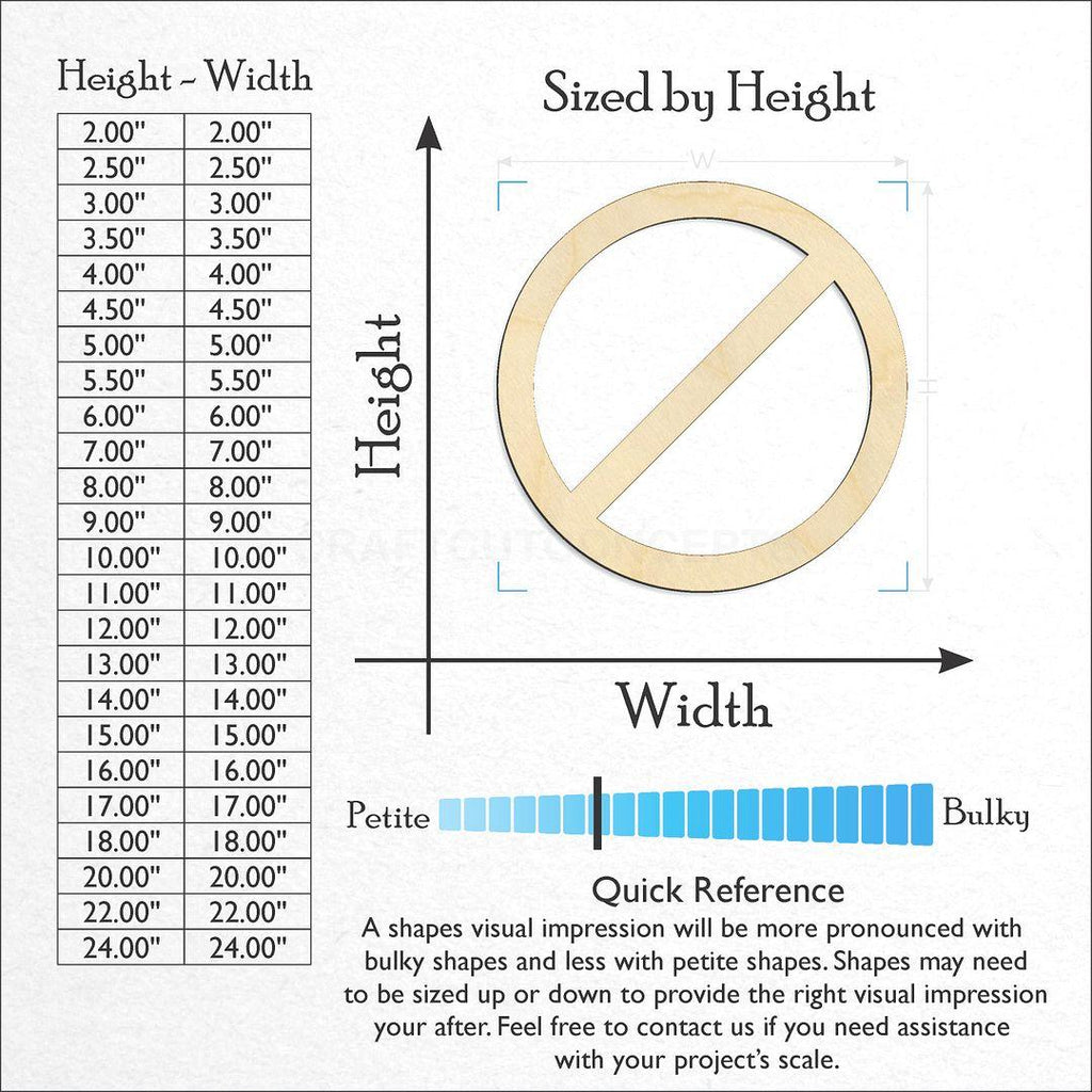 Sizes available for a laser cut Cancel Sign craft blank