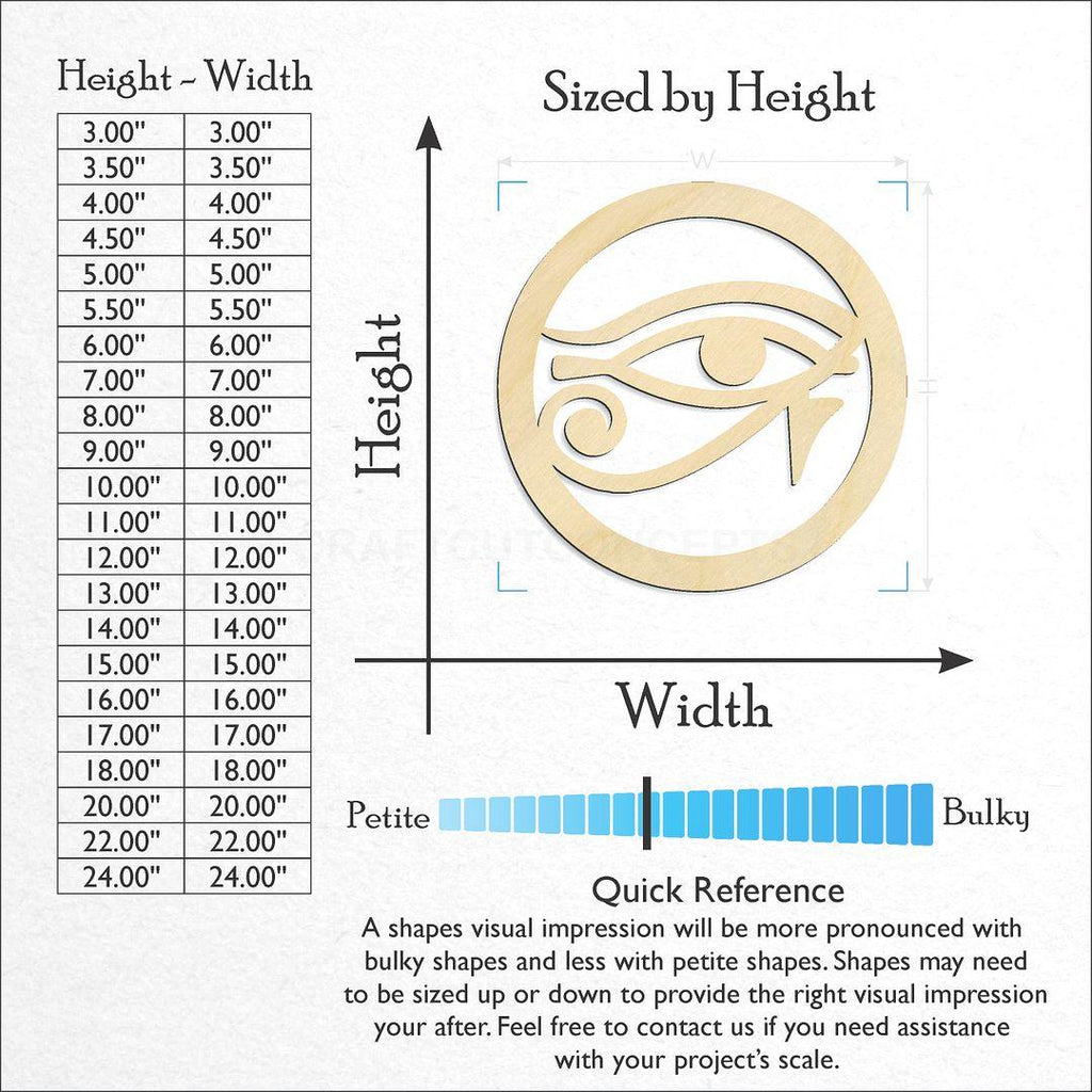 Sizes available for a laser cut Egyptian Eye Circle craft blank