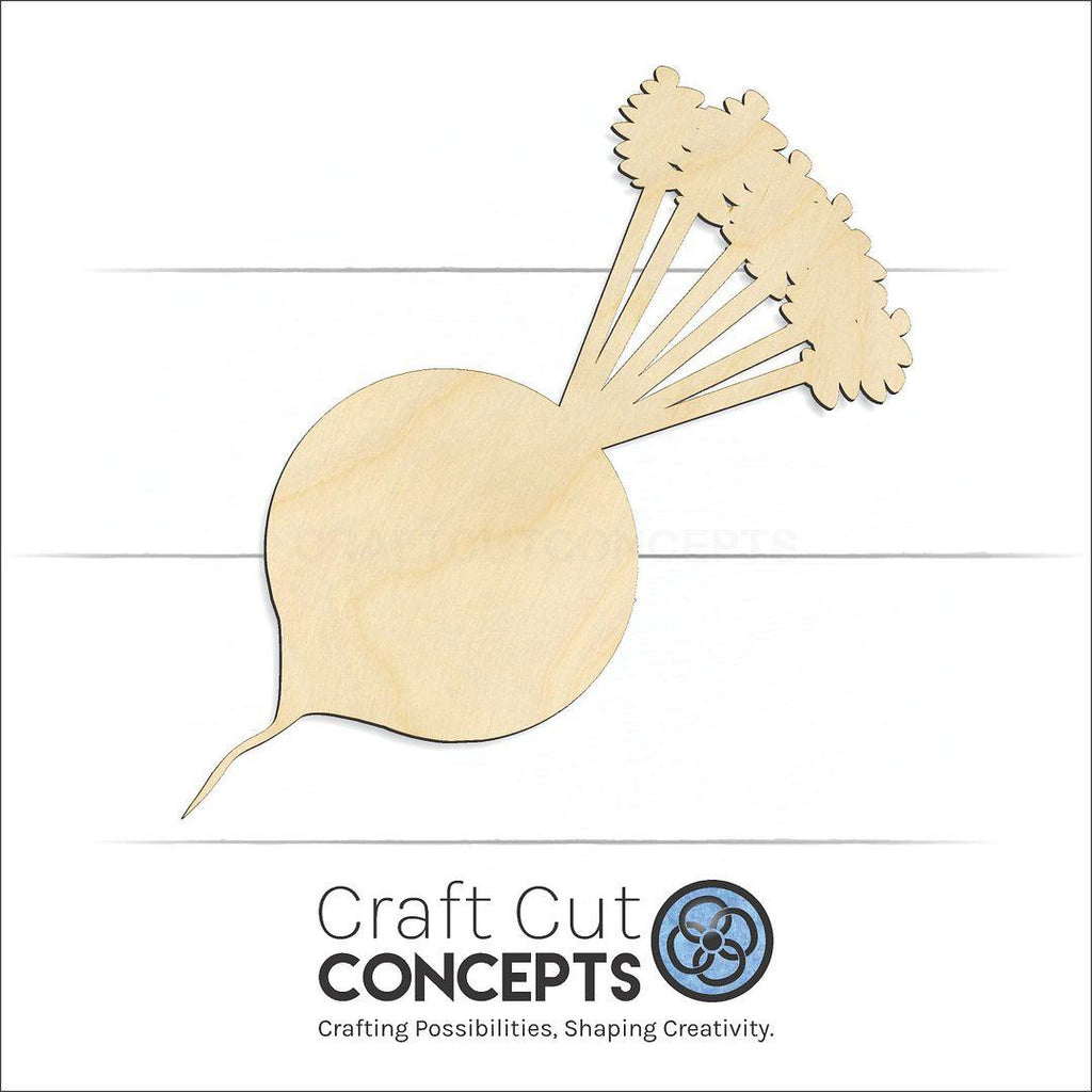 Craft Cut Concepts Logo under a wood Radish craft shape and blank