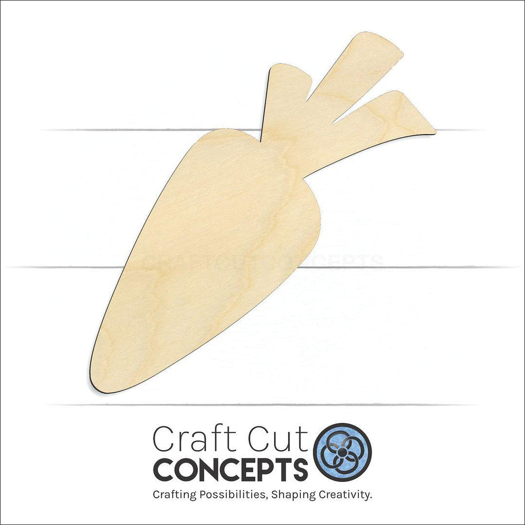 Craft Cut Concepts Logo under a wood Carrot craft shape and blank