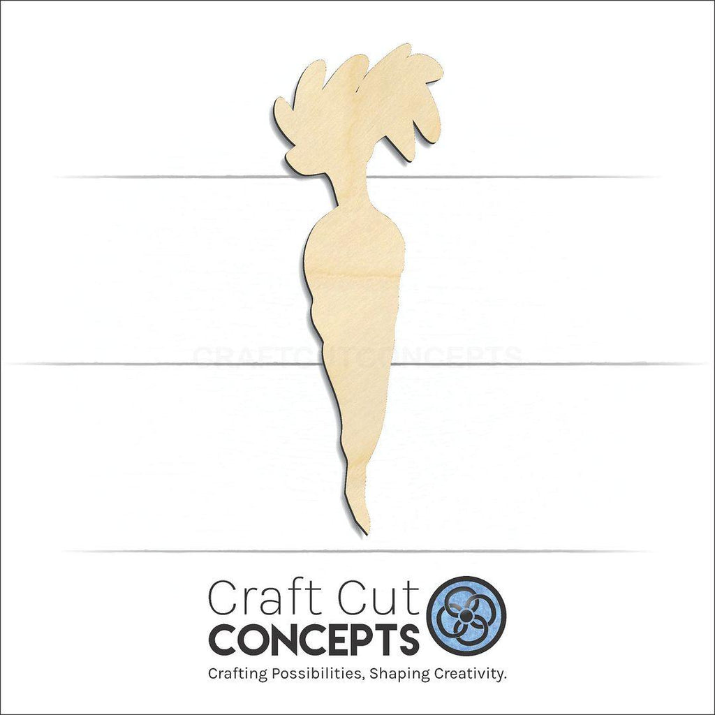 Craft Cut Concepts Logo under a wood Carrot craft shape and blank