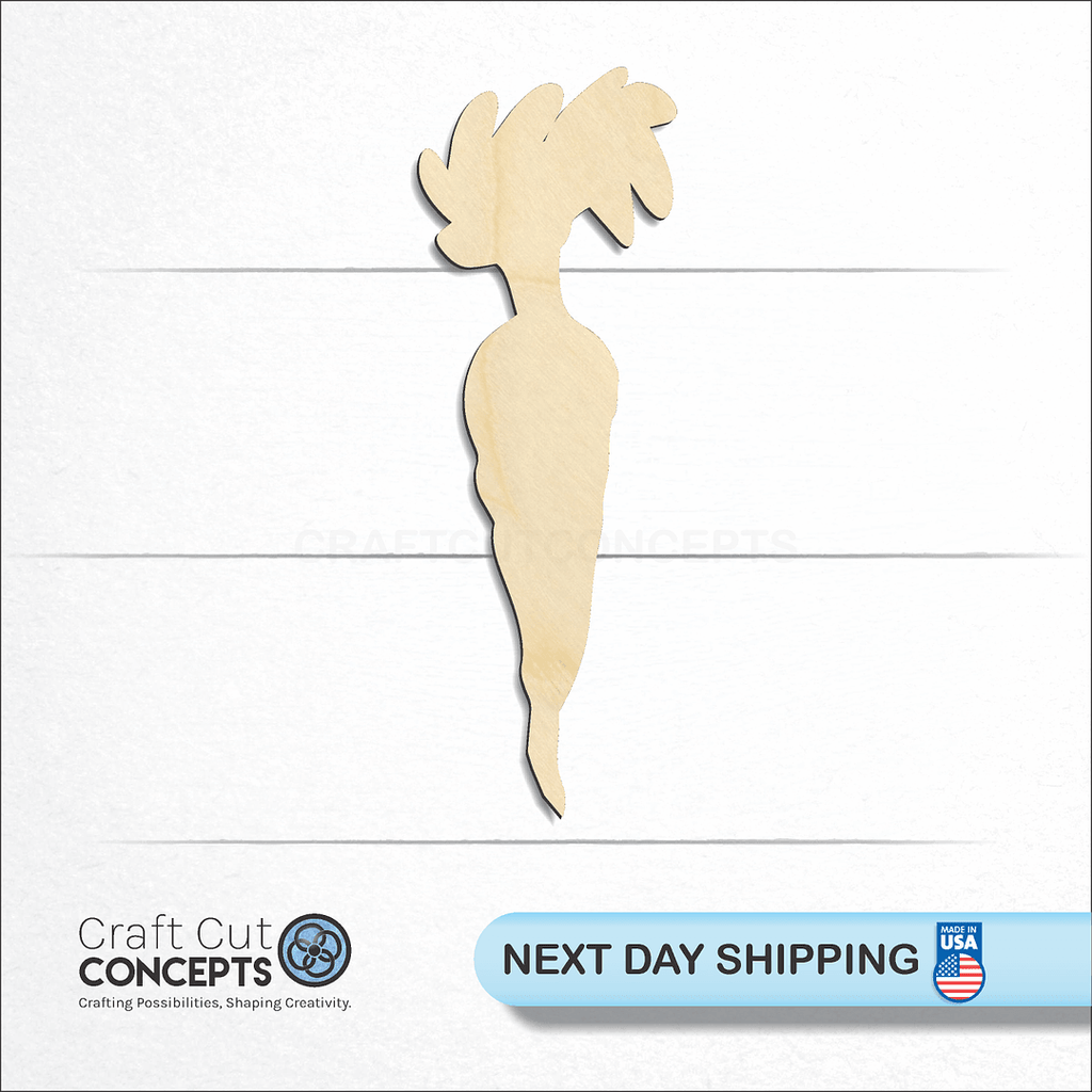 Craft Cut Concepts logo and next day shipping banner with an unfinished wood Carrot craft shape and blank