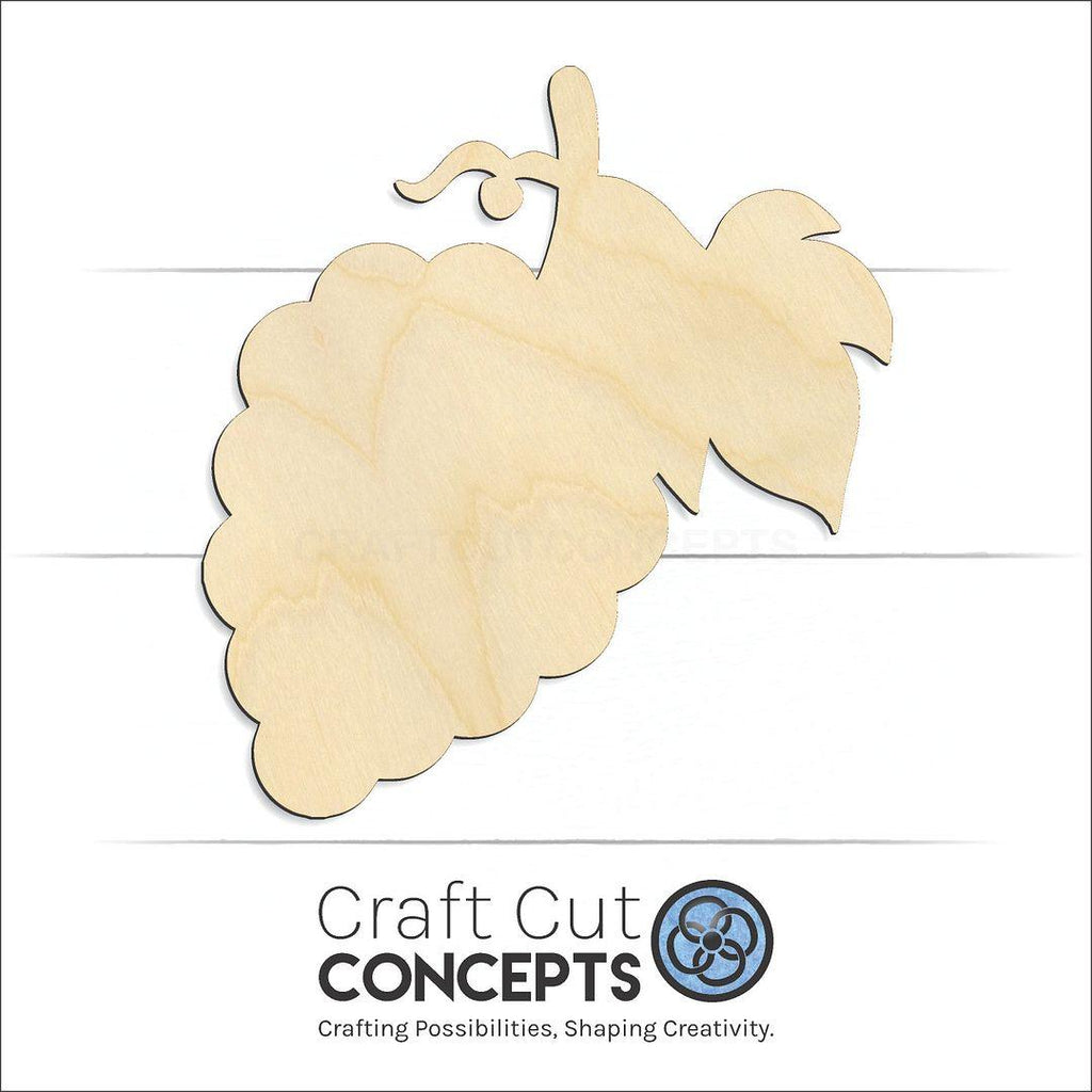 Craft Cut Concepts Logo under a wood Grapes craft shape and blank