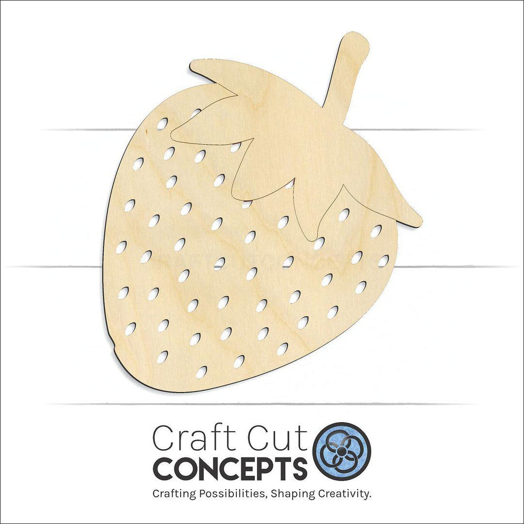 Craft Cut Concepts Logo under a wood Strawberry craft shape and blank